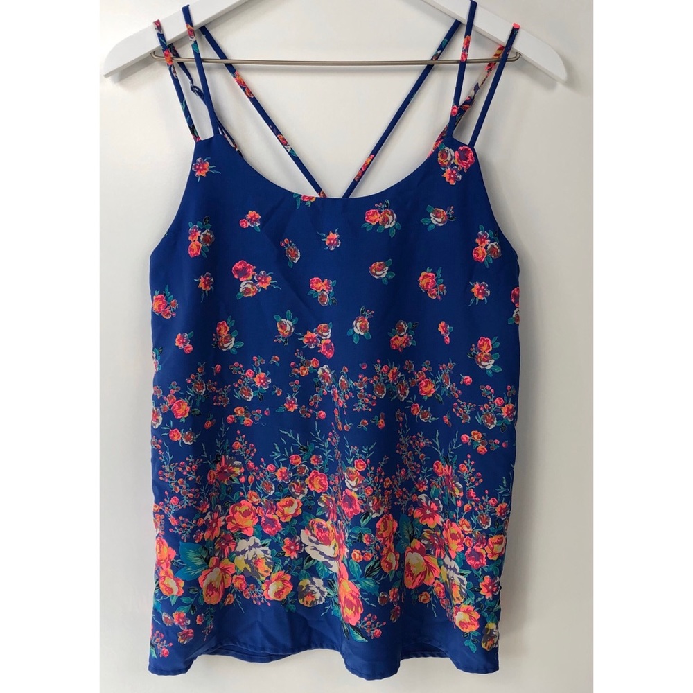 Everly Floral Crisscross Back Strappy Tank Size S